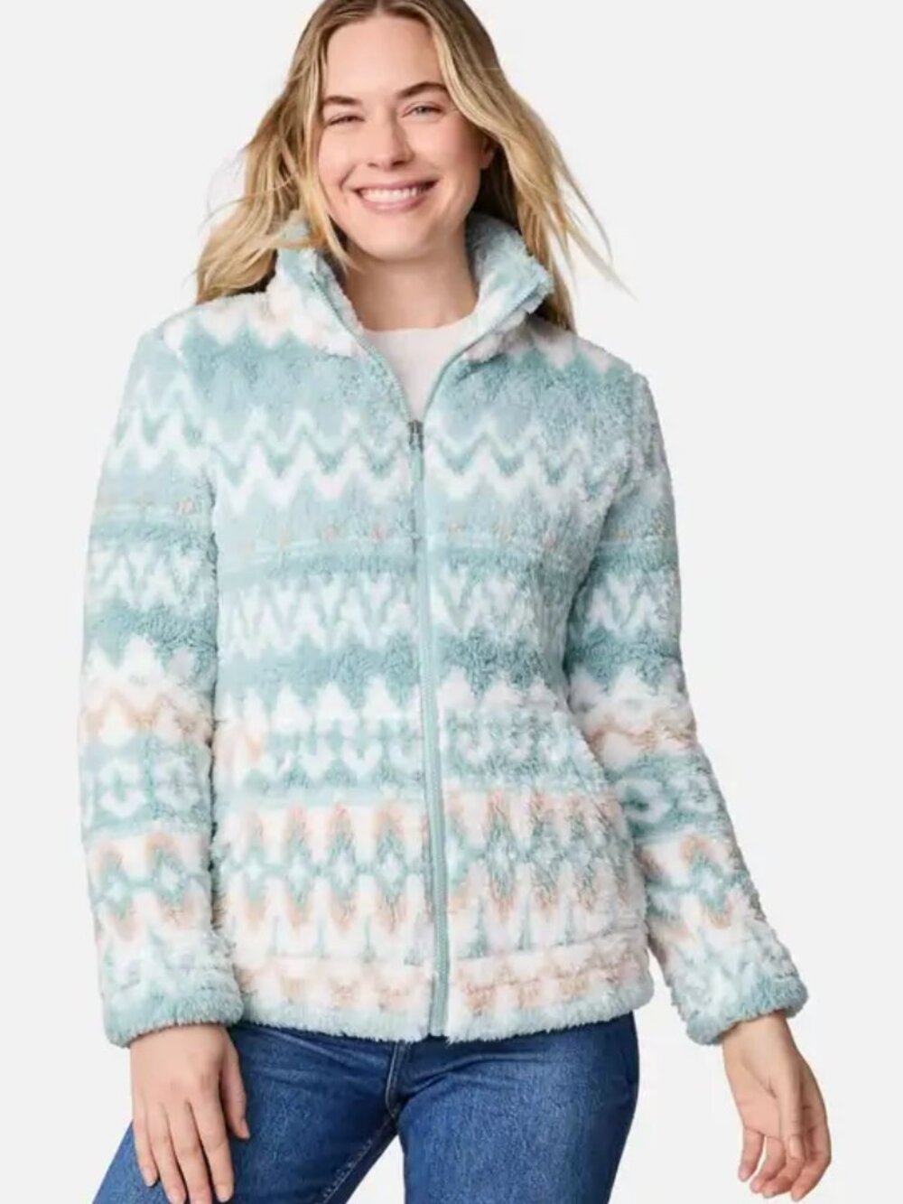 Free Country Fleece Jacket Women Large Willow Sherpa Full Zip Cozy Faux Fur
